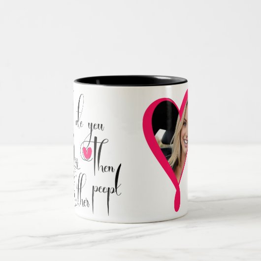 Ik heb je minder gegeten dan andere mensen tweekleurige koffiemok (Center)