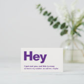 Ik heb je net ontmoet. | Fun Paars Dating Call me Visitekaartje (Staand voorkant)