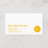 Ik heb je net ontmoet. | Gele deklaag van de vun: Visitekaartje (Achterkant)