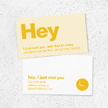 Ik heb je net ontmoet. | Gele deklaag van de vun: Visitekaartje<br><div class="desc">Een eenvoudig, stijlvol visitekaartje voor het maken van een leuke datingretro met een modern en handgeschreven script-typografie met een kleurenschema met twee tinten in geel formaat. De tekst kan gemakkelijk worden gepersonaliseerd om een ontwerp zo uniek te maken zoals u bent! Het perfecte trendy op maat gesneden ontwerp voor één...</div>