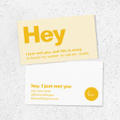 Ik heb je net ontmoet. | Gele deklaag van de vun: Visitekaartje