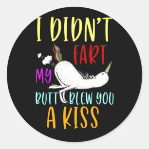 Ik heb je niet een kus Unicorn Gift laten bloeien. Ronde Sticker