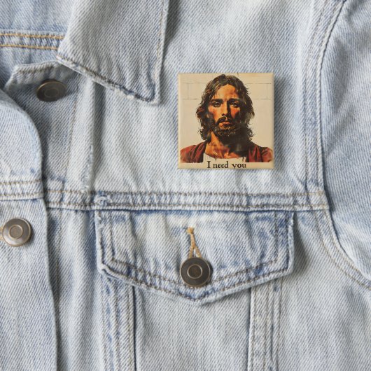 Ik heb je nodig om Christus te retro Vierkante Button 5,1 Cm (In situ)