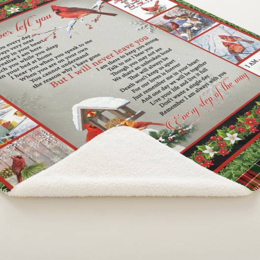 Ik heb je nooit verlaten, kerstkardinaal Quilt Bla Sherpa Deken (3/4)