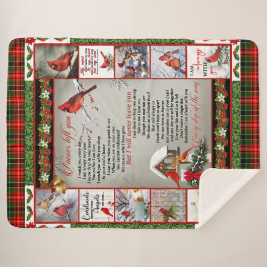 Ik heb je nooit verlaten, kerstkardinaal Quilt Bla Sherpa Deken (Voorkant (horizontaal))