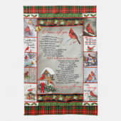 Ik heb je nooit verlaten, kerstkardinaal Quilt Bla Theedoek (Verticaal)