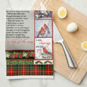 Ik heb je nooit verlaten, kerstkardinaal Quilt Bla Theedoek (Quarter Fold)