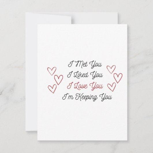 Ik heb je ontmoet, ik hou van je, ik houd je op ee feestdagenkaart (Voorkant)
