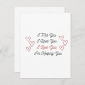 Ik heb je ontmoet, ik hou van je, ik houd je op ee feestdagenkaart (Voorkant / Achterkant)