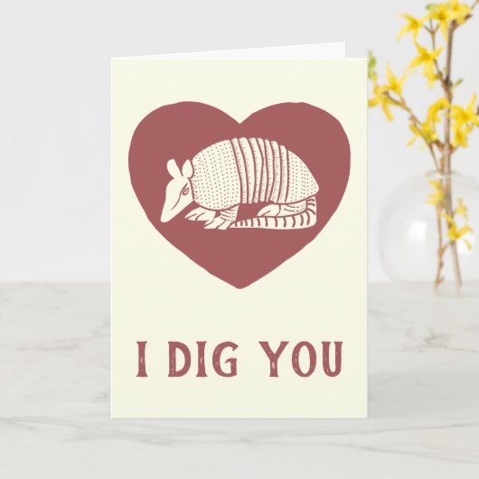 Ik heb je Schattigee Armadillo Valentijnsdag gegra Kaart (Gele Bloem)