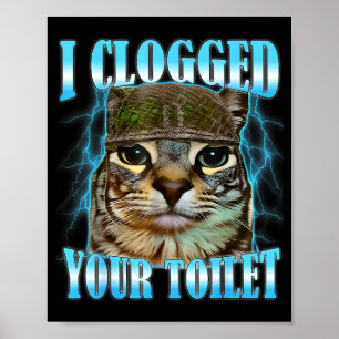 Ik heb je toilet verstopt grappige kat oorlog meme poster