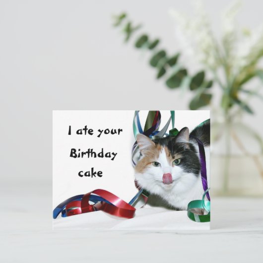 Ik heb je verjaardagstaart opgegeten briefkaart (Staand voorkant)