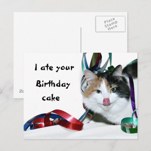 Ik heb je verjaardagstaart opgegeten briefkaart (Voorkant / Achterkant)