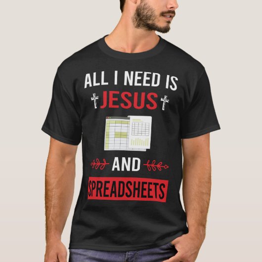 Ik heb Jesus Spreadsheet nodig T-shirt (Voorkant)