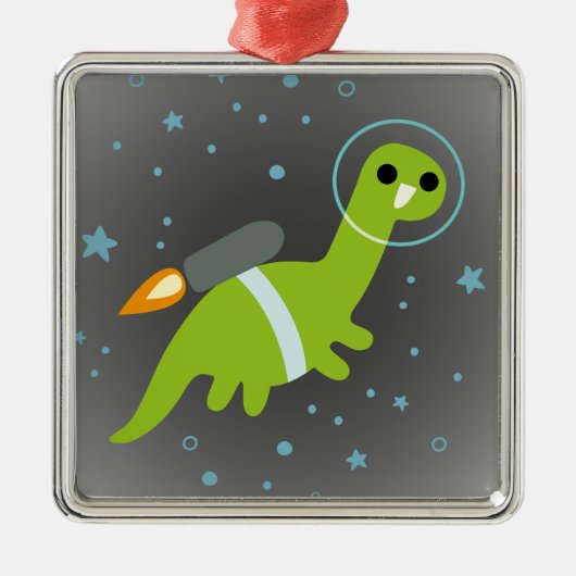 "Ik heb Jetpack!" Flying Brontosaurus met Jetpack Metalen Ornament (Voorkant)