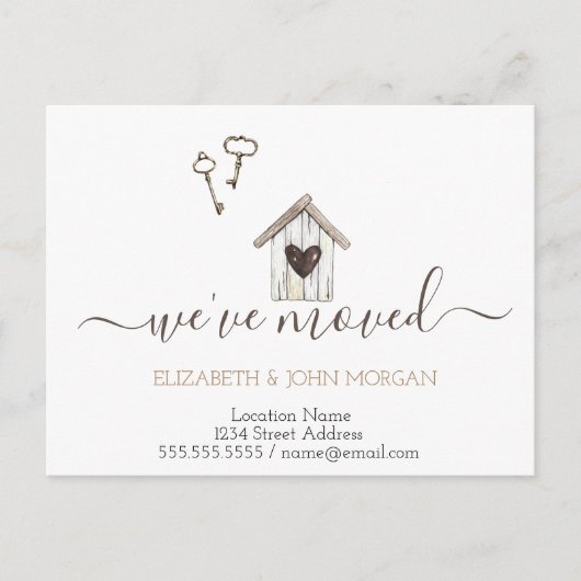 Ik heb Keys Wood House New Address verplaatst Aankondigingskaart (Voorkant)