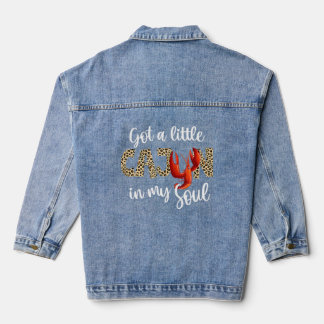 Ik heb kleine Cajun in mijn Soul Leopard Crawfish  Denim Jacket