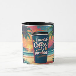 Ik heb koffie en een tropische reismok nodig mok