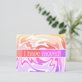 Ik heb leuke en kleurrijke aankondiging verplaatst briefkaart (Staand voorkant)