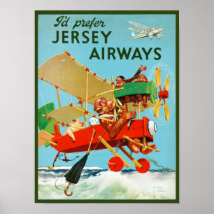 Ik heb liever Jersey Airways Vintage Poster 1937