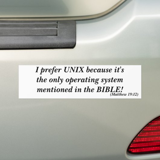Ik heb liever UNIX Bumpersticker (Op auto)