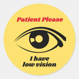 Ik heb Low Vision Yellow Button Ronde Sticker