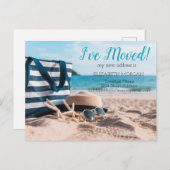 Ik heb me beweegt, Beach, Relax Nieuw Adres Aankondigingskaart (Voorkant / Achterkant)
