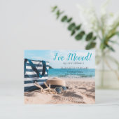 Ik heb me beweegt, Beach, Relax Nieuw Adres Aankondigingskaart (Staand voorkant)