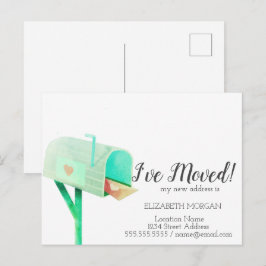 Ik heb me beweegt, Waterverf Groene Brievenbus Nie Aankondigingskaart