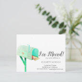 Ik heb me beweegt, Waterverf Groene Brievenbus Nie Aankondigingskaart (Staand voorkant)