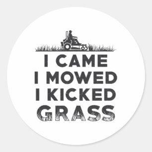 Ik heb me laten bewegen... ik heb grasgrasgrasmowe ronde sticker