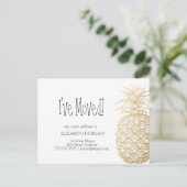 Ik heb me verplaatst, Chic Gold Pineapple Nieuw Ad Aankondigingskaart (Staand voorkant)