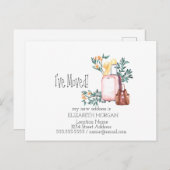 Ik heb me verplaatst, Geschakcases, Flowers New Ad Aankondigingskaart (Voorkant / Achterkant)