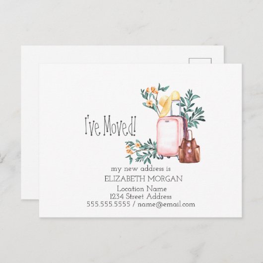 Ik heb me verplaatst, Geschakcases, Flowers New Ad Aankondigingskaart (Voorkant / Achterkant)