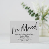 "Ik heb me verplaatst" Modern Handschrift Light Gr Kaart (Staand voorkant)