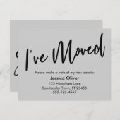 "Ik heb me verplaatst" Modern Handschrift Light Gr Kaart (Voorkant / Achterkant)