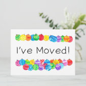Ik heb me verplaatst/Nieuw Adres, waterverf bubbel Kaart (Staand voorkant)