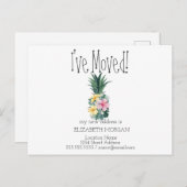 Ik heb me verplaatst, Pineapple Tropical Flowers N Aankondigingskaart (Voorkant / Achterkant)