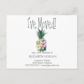 Ik heb me verplaatst, Pineapple Tropical Flowers N Aankondigingskaart (Voorkant)