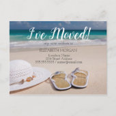 Ik heb me verplaatst, strand, Teenslippers, Nieuw  Aankondigingskaart (Voorkant)