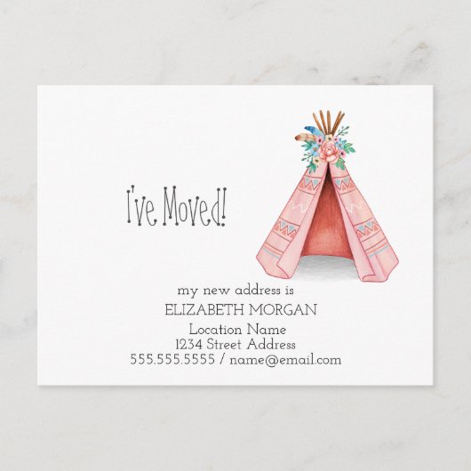Ik heb me verplaatst, Tribal Tent New Address Aankondigingskaart (Voorkant)