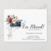 Ik heb me verplaatst, Waterverf Blauwe Mailbox Flo Aankondigingskaart (Voorkant)