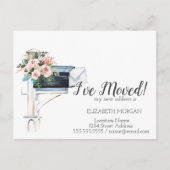 Ik heb me verplaatst, Waterverf Blauwe Mailbox Flo Aankondigingskaart (Voorkant)