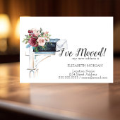 Ik heb me verplaatst, Waterverf Blauwe Mailbox Flo Aankondigingskaart