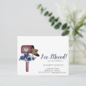 Ik heb me verplaatst, Waterverf Mailbox Blue Flowe Aankondigingskaart (Staand voorkant)
