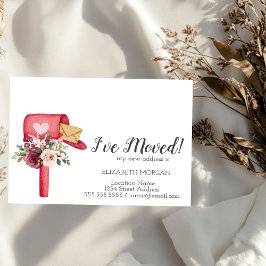 Ik heb me verplaatst, Waterverf Mailbox Flowers Aankondigingskaart
