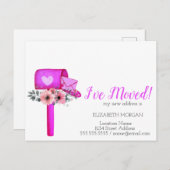 Ik heb me verplaatst, Waterverf Mailbox Heart Flow Aankondigingskaart (Voorkant / Achterkant)