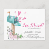 Ik heb me verplaatst, Waterverf Mailbox RosesHeart Aankondigingskaart (Voorkant)