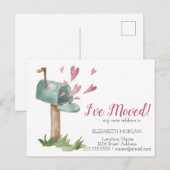 Ik heb me verplaatst, Waterverf mailboxharten Aankondigingskaart (Voorkant / Achterkant)