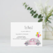 Ik heb me verplaatst, Waterverf Roze auto, Nieuw A Aankondigingskaart (Staand voorkant)